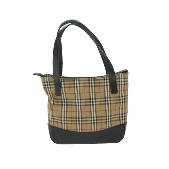 Pre Loved BURBERRY Beige Check Tote Classic Style Handbag Womens Bag - Picture 2 of 8